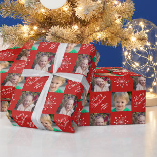 Twee foto's Lijst Snowflake Red Merry kerst Cadeaupapier
