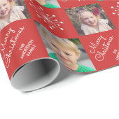 Twee foto's Lijst Snowflake Red Merry kerst Cadeaupapier (Rol Hoek)