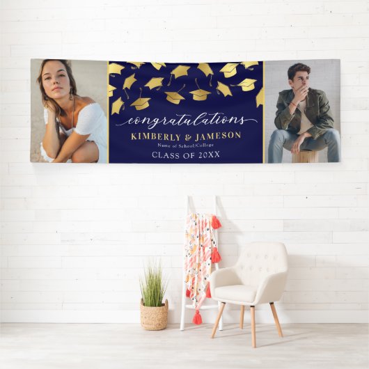 Twee foto's met dubbele Afstuderen banner (Insitu)