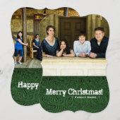 Twee foto's met een lederen blaasholiday-kaart met feestdagenkaart (Voorkant / Achterkant)