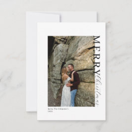 Twee foto's met een minimalistische kerstkaart RSVP kaartje