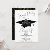 Twee foto's met Gold Glitter Afstuderen Kaart (Voorkant / Achterkant in situ)