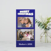 Twee foto's met kerstblauw Voeg bericht achter ser Feestdagenkaart (Staand voorkant)