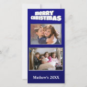 Twee foto's met kerstblauw Voeg bericht achter ser Feestdagenkaart (Voorkant)