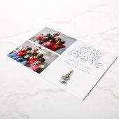 Twee foto's met kerstboomvariëteiten folie uitnodiging (Gedraaid)