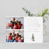 Twee foto's met kerstboomvariëteiten folie uitnodiging (Staand Voorkant)