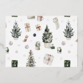 Twee foto's met kerstboomvariëteiten folie uitnodiging (Achterkant)