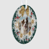 Twee foto's met kerstfeest Festive Snowflake Green Ornament (voorkant)