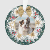 Twee foto's met kerstfeest Festive Snowflake Green Ornament (voorkant)