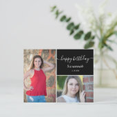 Twee foto's met zwarte liefdesscriptdag briefkaart (Staand voorkant)