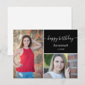 Twee foto's met zwarte liefdesscriptdag briefkaart (Voorkant / Achterkant)