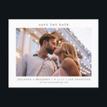 Twee foto's minimalistisch, modern legant sparen d briefkaart<br><div class="desc">Twee 2 Foto minimalistisch Modern Elegant Wedding Save the Date Briefkaart</div>