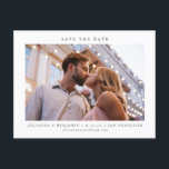 Twee foto's minimalistisch, modern legant sparen d briefkaart<br><div class="desc">Twee 2 Foto minimalistisch Modern Elegant Wedding Save the Date Briefkaart</div>