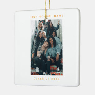 Twee foto's minimalistische sneeuwval school hoges keramisch ornament