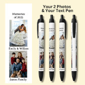 Twee foto's, Naam Datum, jouw tekst op Wit, Zwart Zwarte Inkt Pen