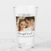 Twee foto's, namen, datum en tekst | 16oz pint gla glas (Achterkant)