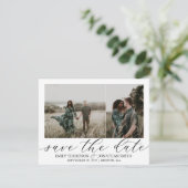 Twee foto's opslaan op de datumkaart in zwart save the date (Staand voorkant)