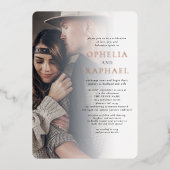 Twee foto's Overlay QR Code Bohemian Wedding Real Folie Uitnodiging (Voorkant)