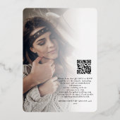 Twee foto's Overlay QR Code Bohemian Wedding Real Folie Uitnodiging (Achterkant)