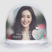 Twee foto's, 's werelds beste leraar Apple kwalite Sneeuwbol (Voorkant)