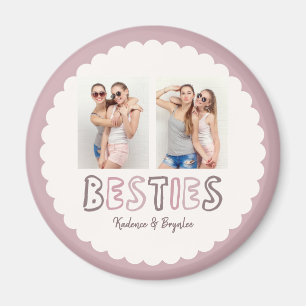 Twee Foto's Scalloped Custom Besties in Elke Kleur Magneet