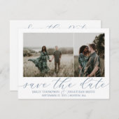 Twee foto's Sla de datum Kaart in Dusty Blue (Voorkant / Achterkant)