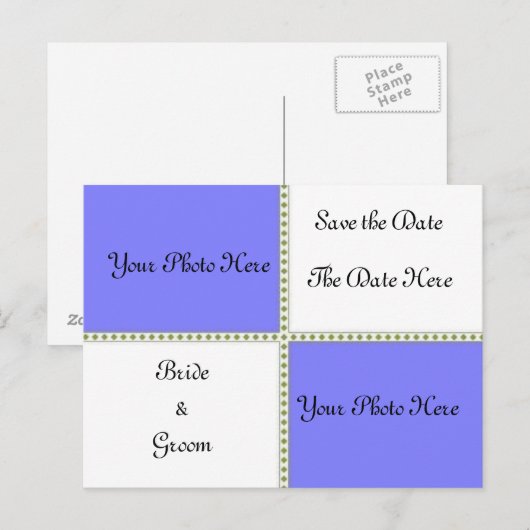 Twee foto's slaan de datum op aankondigingskaart (Voorkant / Achterkant)