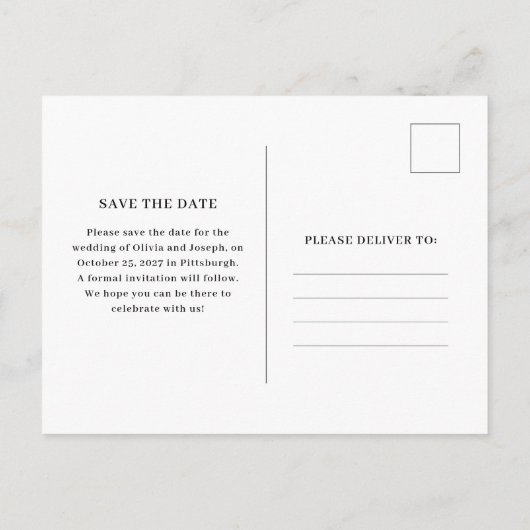 Twee foto's tekst en hart | Save the date Briefkaart (Achterkant)
