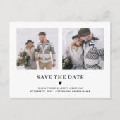 Twee foto's tekst en hart | Save the date Briefkaart (Voorkant)