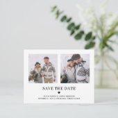 Twee foto's tekst en hart | Save the date Briefkaart (Staand voorkant)