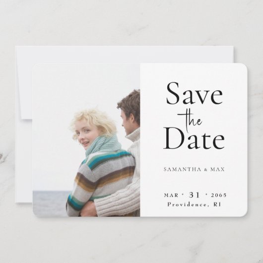 Twee Foto's Trouwkaart Opslagdatum Save The Date (Voorkant)