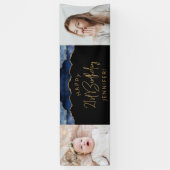 Twee foto's van Navy Blue Gold Agate 21ste verjaar Spandoek (Verticaal)