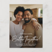 Twee foto's verlovingsaankondiging ansichtkaart uitnodiging briefkaart (Voorkant)