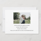 Twee foto's vet witte tekstoverlay eenvoudige trou save the date (Achterkant)