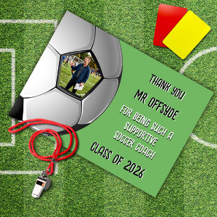 Twee foto's Voetbalcoach bedankkaart Kaart