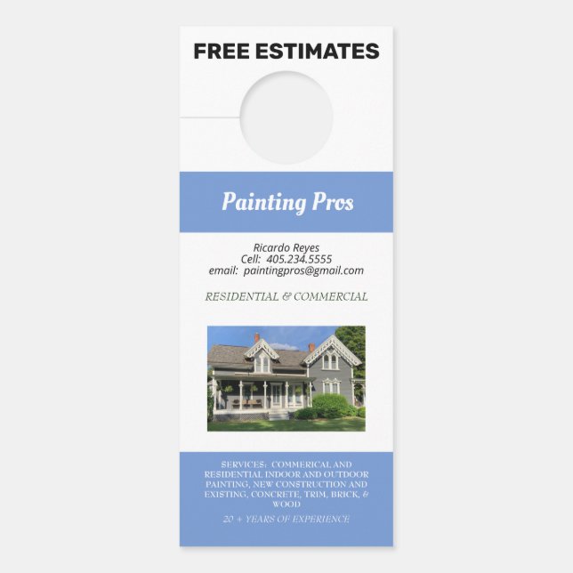 Twee foto's voor woningen en commerciële schilderi deurhanger (Voorkant)