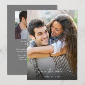 Twee foto's waarop de datum wordt opgeslagen save the date (Voorkant / Achterkant)