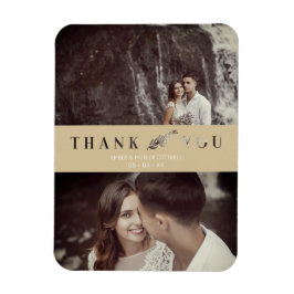 Twee foto's Wedding Couple Gold Cut Paper-effect Magneet