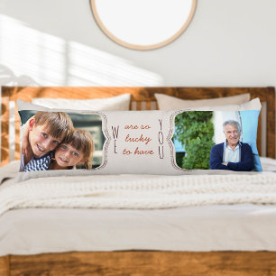 Twee foto's Zo gelukkig dat je er bent Neutraal Lichaamskussen