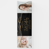 Twee foto's zwart-goudblauw 21ste verjaardag spandoek (Verticaal)