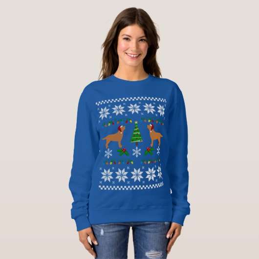 Twee fox Red Labradors voor kerstmis Trui (Voorkant volledig)