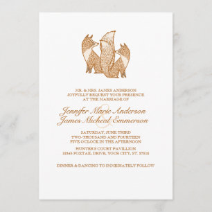 Twee Foxes Wedding Invitations Kaart