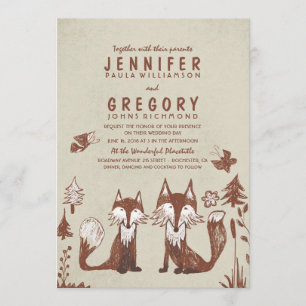 Twee Foxes Woodland Wedding Kaart