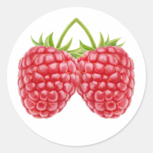 Twee frambozen ronde sticker