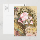 Twee Franse Dames en heren, een Lijst Briefkaart (Voorkant / Achterkant)