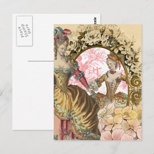 Twee Franse Dames en heren, een Lijst Briefkaart (Voorkant / Achterkant)