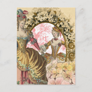 Twee Franse Dames en heren, een Lijst Briefkaart