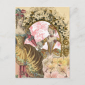 Twee Franse Dames en heren, een Lijst Briefkaart (Voorkant)