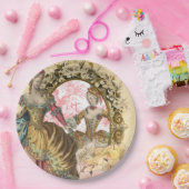 Twee Franse Dames en heren, een Lijst Papieren Bordje (Feest)