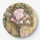 Twee Franse Dames en heren, een Lijst Papieren Bordje (Voorkant)